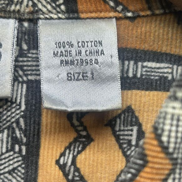 Y2K Chicos Jacket Womens Small Brown Rust Aztec Geometric Corduroy Buttons 90s - Picture 4 of 12